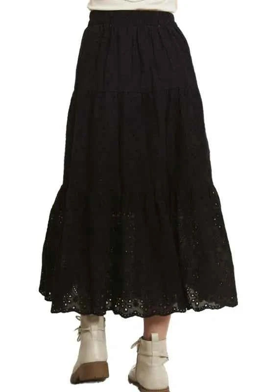 Elastic Waistband Tiered Midi Skirt - Damned Threads